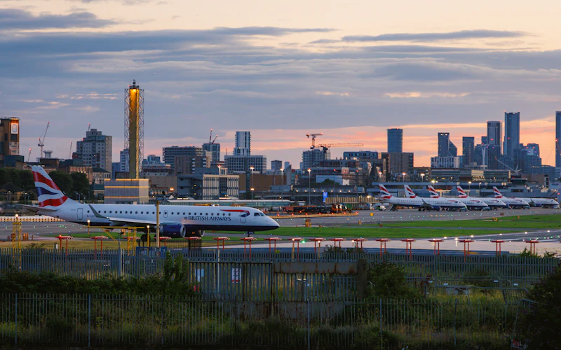 British Airways plane on the runway at London City Airport